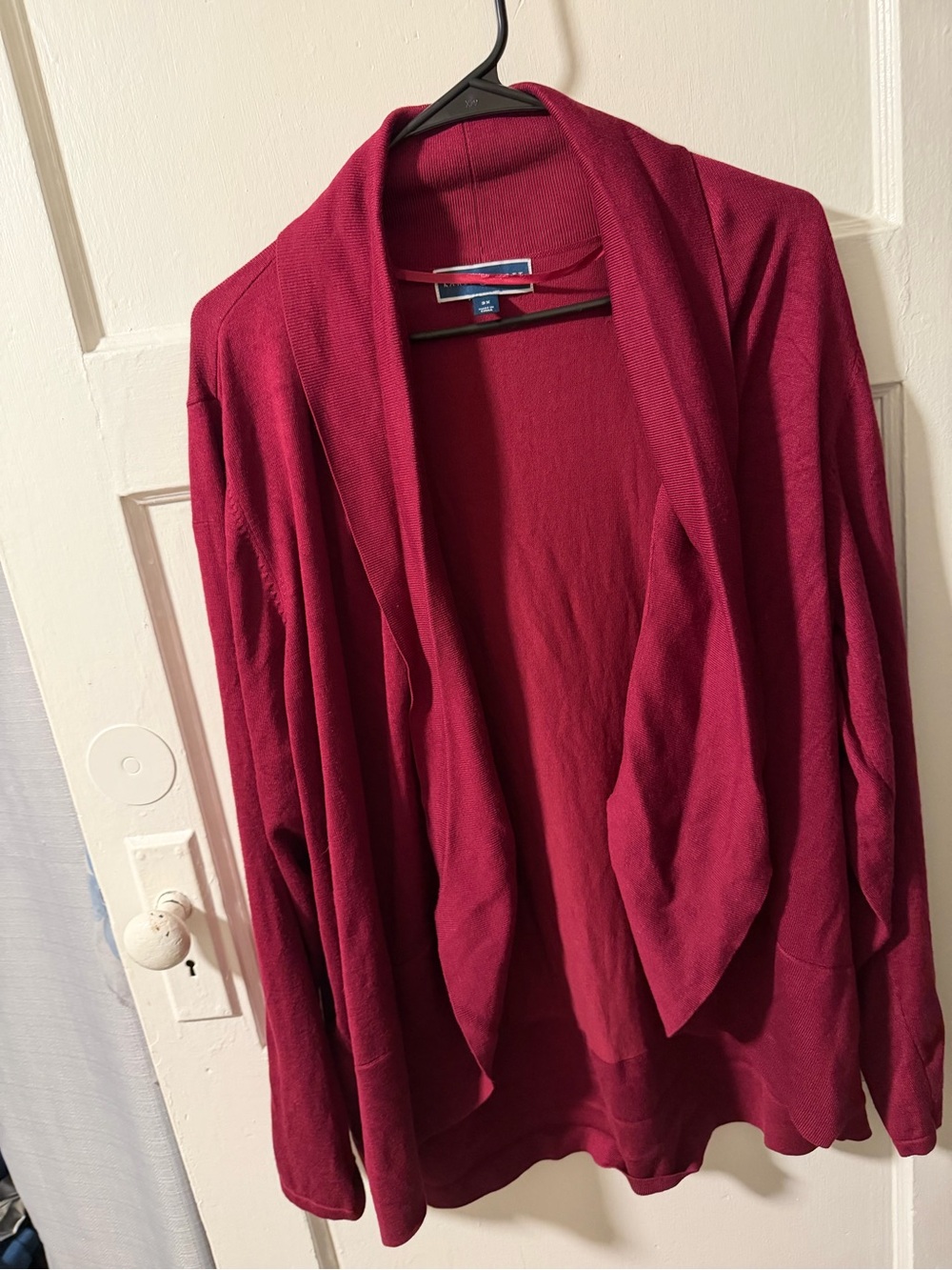 Karen Scott Women’s Open-Front Knit Cardigan Burgundy Rayon Blend Sz 3X Office - Picture 3 of 9